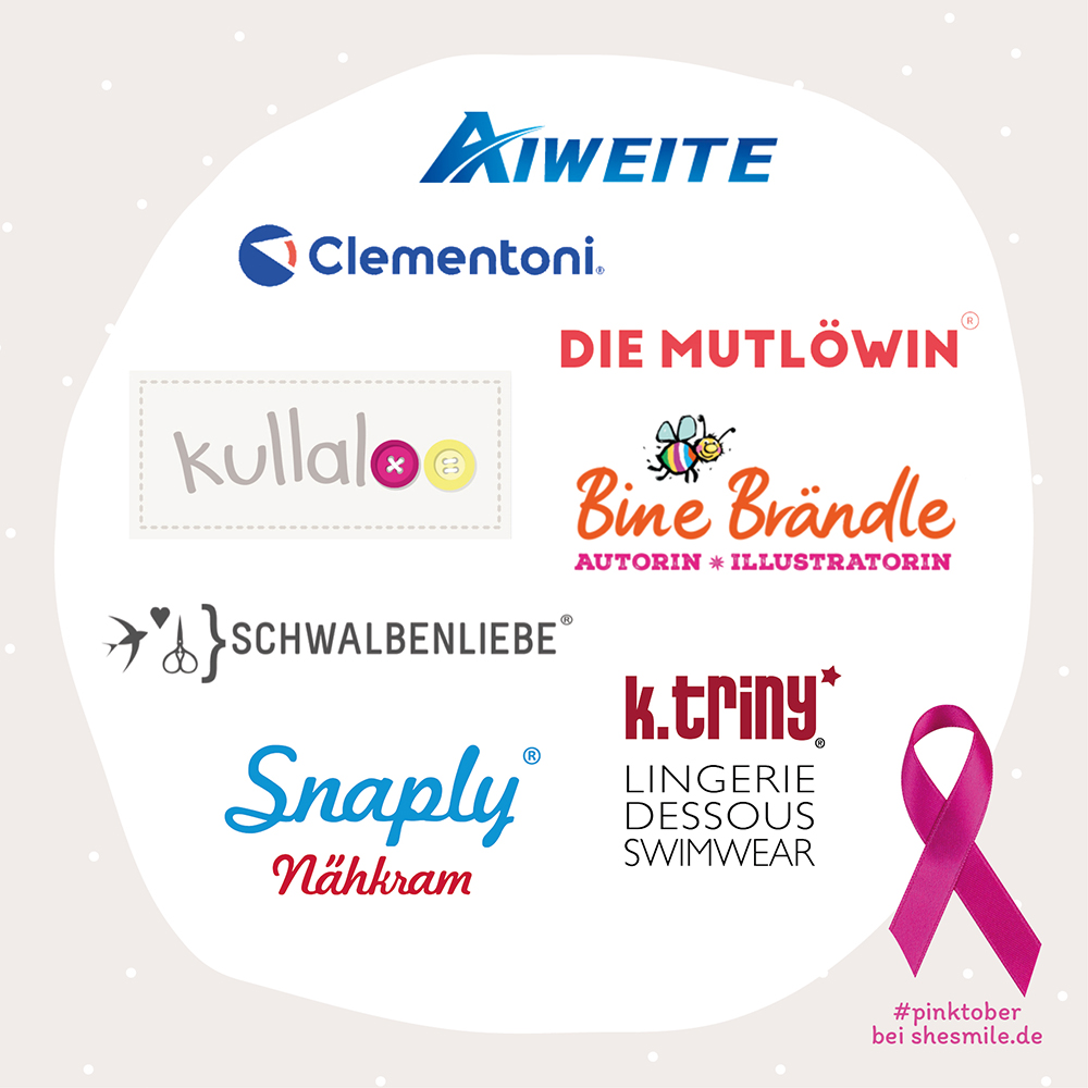 Im Brustkrebsmonat Oktober gibt es jede Menge Aufklärung, Mutmacher, Kreative Ideen, Nimm3-Zahl2, eine Spendenaktion und ein Gewinnspiel zum Thema Brustkrebs. Infos unter www.shesmile.de #pinktober