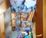 Nähanleitung und Schnittmuster gestaltet als PDF-E-Book von shesmile für einen Adventskalender und Kinderzimmerdeko Adventsballon in Form eines Heißluftballons. 24 kleine Geschenke oder ein Musikwürfel finden ihren Platz an den Halteschlaufen am oder