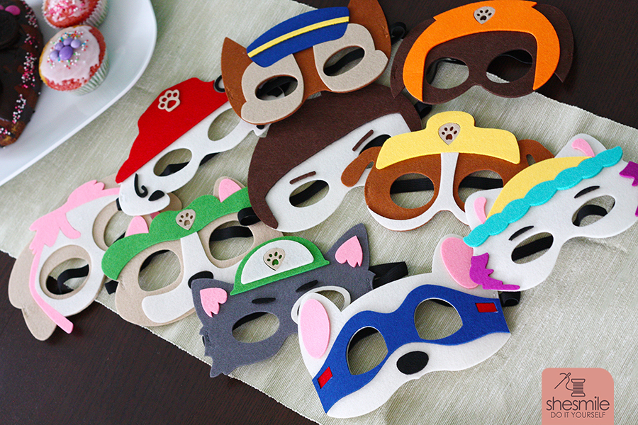 PawPatrol Masken aus Filz für den Kindergeburtstag. 10 Figuren. Auch Tracker, Everest und Superhund Apollo!