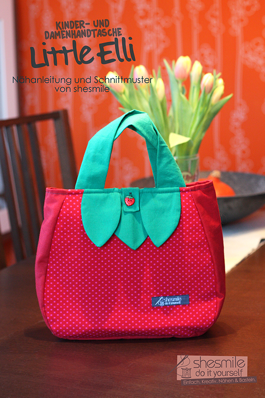 Kinder- und Damenhandtasche "Little Elli" im Erdbeere Design (Nähanleitung und Schnittmuster von shesmile)