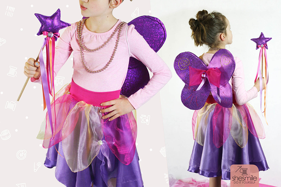 Feen-Kostüm Annabelle (Nähanleitung und Schnittmuster) Kostüme zum Verkleiden für Kinder und Erwachsene schnell und einfach selber nähen. Mit der passenden Nähanleitung, Schnittmuster, Bastelidee, DIY-Tutorial von shesmile.