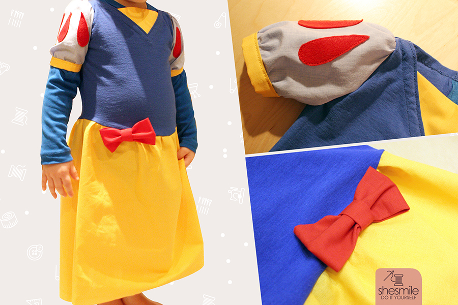 Kostüm "Prinzessin Schneewittchen" (Nähanleitung & Schnittmuster) Kostüme zum Verkleiden für Kinder und Erwachsene schnell und einfach selber nähen. Mit der passenden Nähanleitung, Schnittmuster, Bastelidee, DIY-Tutorial von shesmile.