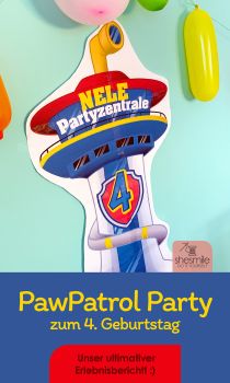 Pinterest-Pin: Eine ultimative PawPatrol Party zum 4. Geburtstag!