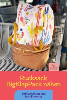 Pinterest-Pin: Einen XXL Rucksack "BigKlapPack" als Handgepäck oder Weekender nähen