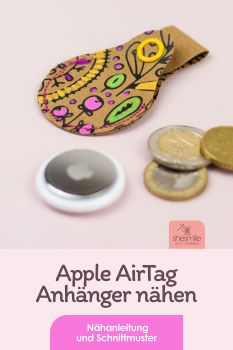 Pinterest-Pin: Taschen- und Schlüsselanhänger für Apple AirTags einfach selbernähen