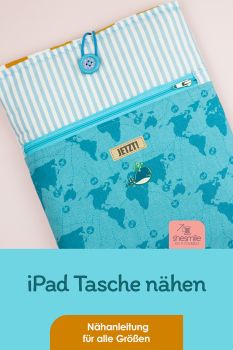 Pinterest-Pin: Eine Schutzhülle mit Reißverschlusstasche für das iPad nähen