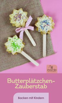 Pinterest-Pin: Butterplätzchen-Zauberstäbe backen (Mit Lieblingsrezept)