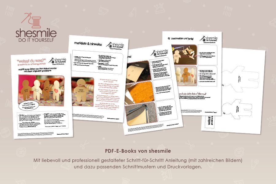 Kostenlose Bastelanleitung mit Druckvorlage gestaltet als PDF-E-Book für Schwangerschafts-Grußkarten zum Verkünden der Schwangerschaft mit dem ersten oder zweiten Kind.