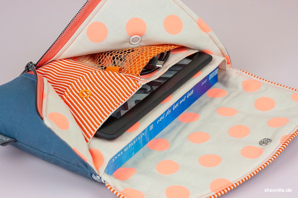 Tasche Smartkram in 8“ Größe als Reiseorganizer für Flugtickets und Fremdwährung, Nähanleitung und Schnittmuster von shesmile