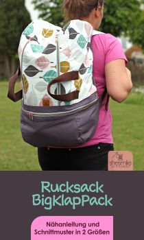 Pinterest-Pin: Rucksack "BigKlapPack" (Nähanleitung & Schnittmuster für 2 Größen)