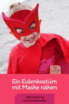 Pinterest-Pin: Ein PJ Masks Eulette Kostüm für meine Töchter nähen