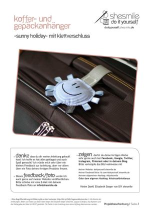 Von mir entworfene und erstellte Nähanleitung und Schnittmuster für einen Koffer- oder Gepäckanhänger "Sunny Holiday"