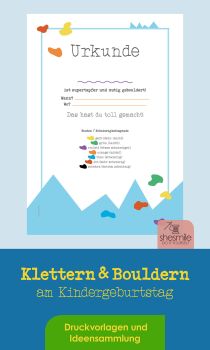 Pinterest-Pin: Bouldern und Klettern am Kindergeburtstag (Druckvorlagen und Ideensammlung)